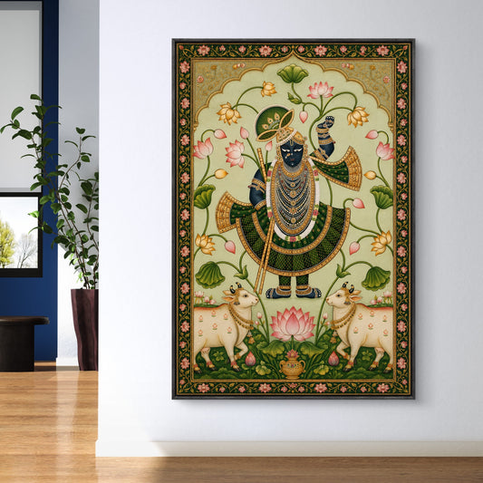 Traditional Pichwai Shrinathji Premium Canvas Painting - Canvas Wall Art | Decor By Neon
