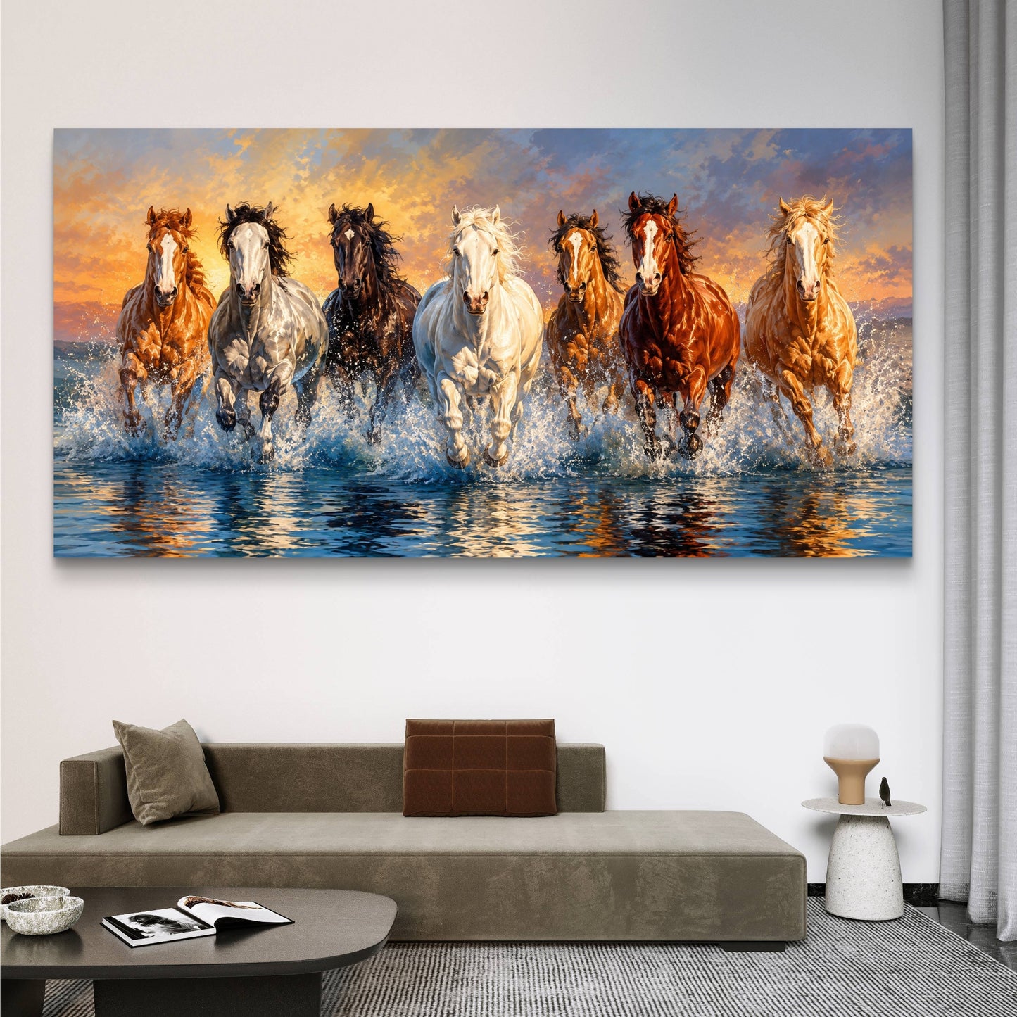 Seven Horses Premium Canvas Painting - Buy Online | Decor By Neon
