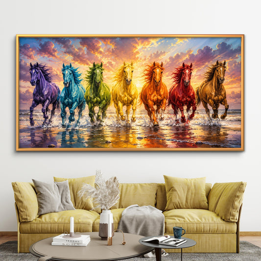 Seven Horses Premium Canvas Painting - Premium Wall Art | Decor By Neon