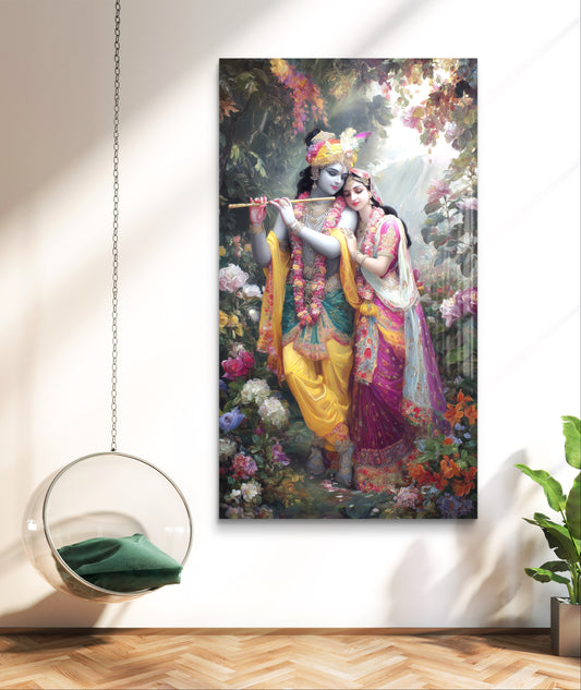 Radha Krishna Premium Acrylic Wall Art for Home & Temple Decor