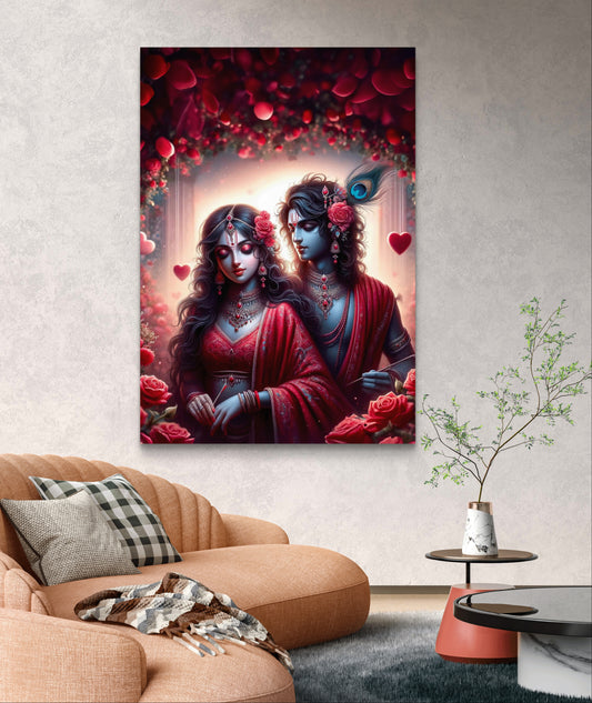 Radha Krishna Premium Acrylic Wall Art for Home & Temple Decor