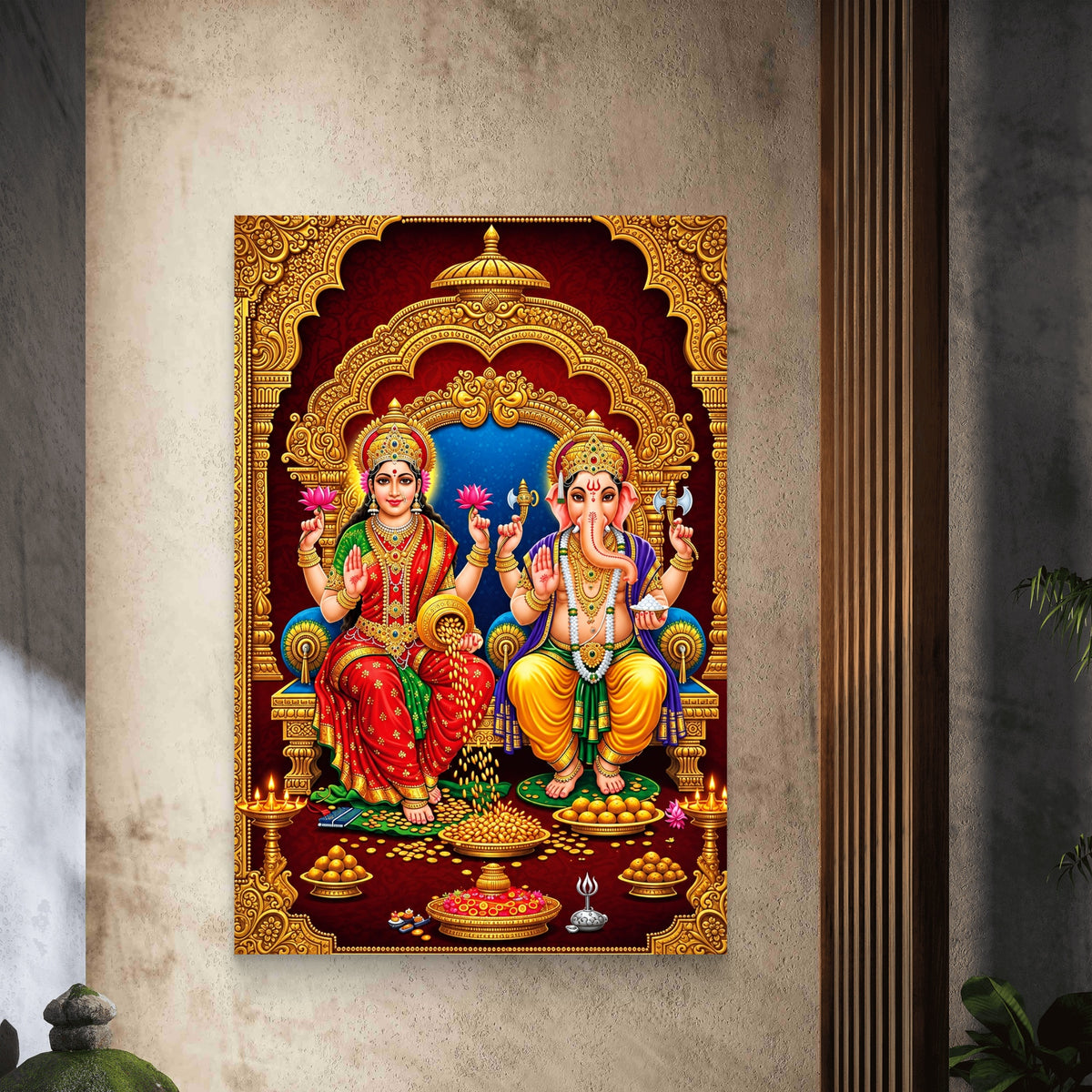 Ganesh Lakshmi Ji Premium Canvas Painting - Buy Online | Decor By Neon