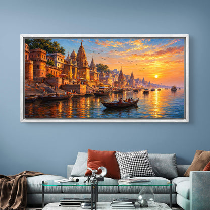 Banaras Ghat Premium Canvas Painting
