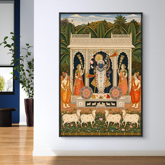 Traditional Pichwai Shrinathji Premium Canvas Painting - Canvas Wall Art | Decor By Neon