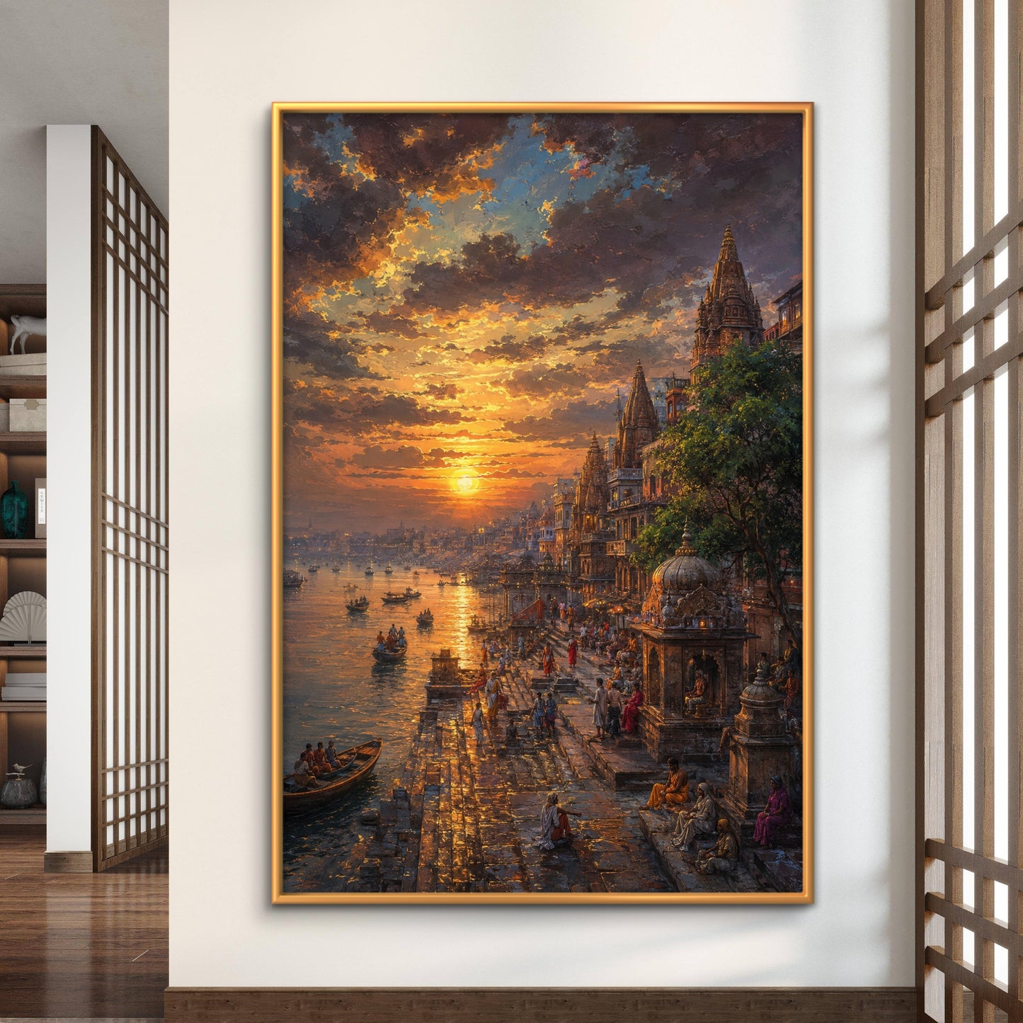 Banaras Ghat Premium Canvas Painting - Buy Online | Decor By Neon