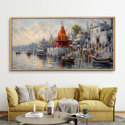 Banaras Ghat Premium Canvas Painting
