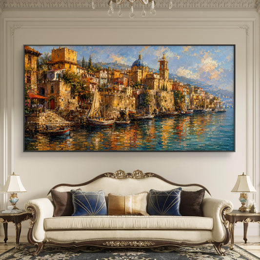 Banaras Ghat Premium Canvas Painting - Canvas Wall Art | Decor By Neon