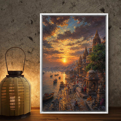 Banaras Ghat Premium Canvas Painting