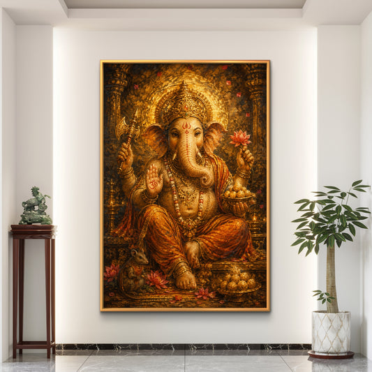 Lord Ganesha Premium Canvas Painting - Premium Wall Art | Decor By Neon