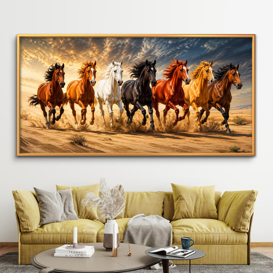 Seven Horses Premium Canvas Painting - Premium Wall Art | Decor By Neon