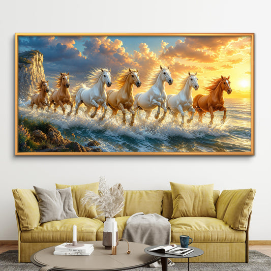 Seven Horses Premium Canvas Painting - Premium Wall Art | Decor By Neon