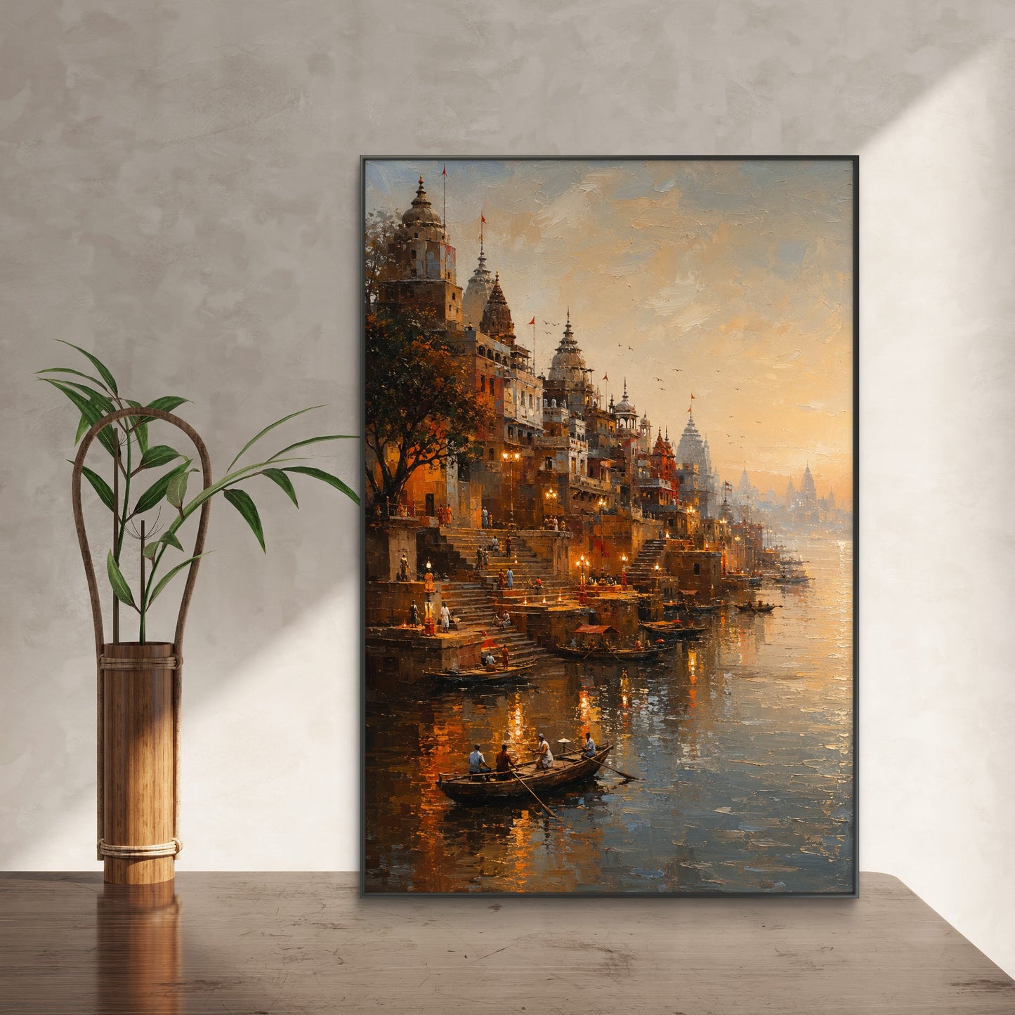 Banaras Ghat Premium Canvas Painting - Buy Online | Decor By Neon