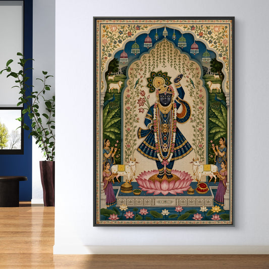 Traditional Pichwai Shrinathji Premium Canvas Painting - Canvas Wall Art | Decor By Neon