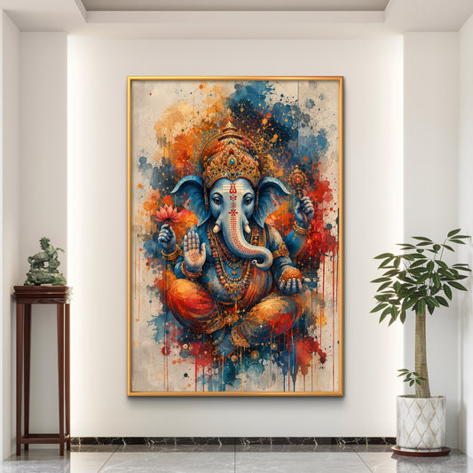 Lord Ganesha Premium Canvas Painting - Premium Wall Art | Decor By Neon