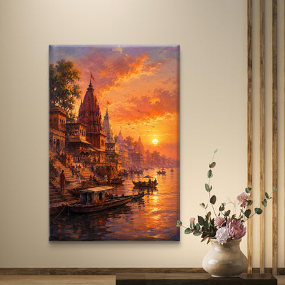 Banaras Ghat Premium Canvas Painting