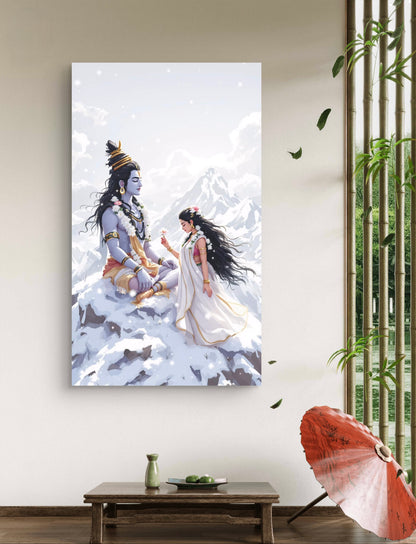 Shiva Parvati Premium Acrylic Wall Art for Home & Temple Decor