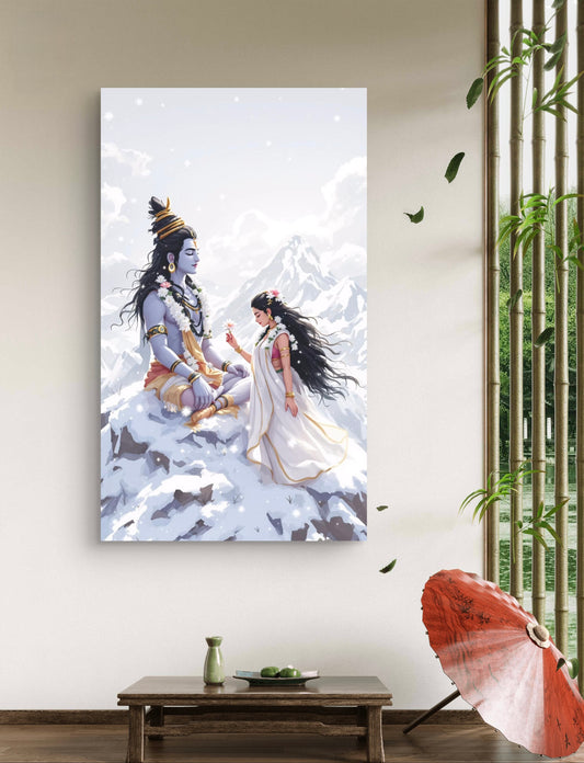 Shiva Parvati Premium Acrylic Wall Art for Home & Temple Decor