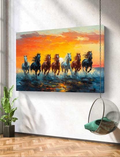 Seven Running Horses Premium Acrylic Wall Art for Home & Office Decor