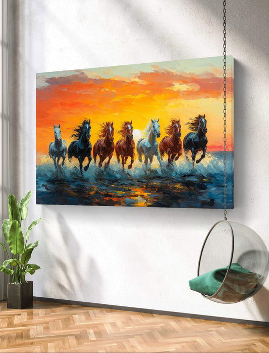 Seven Running Horses Premium Acrylic Wall Art for Home & Office Decor