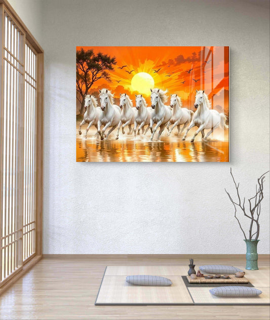 Seven Running Horses Premium Acrylic Wall Art for Home & Office Decor