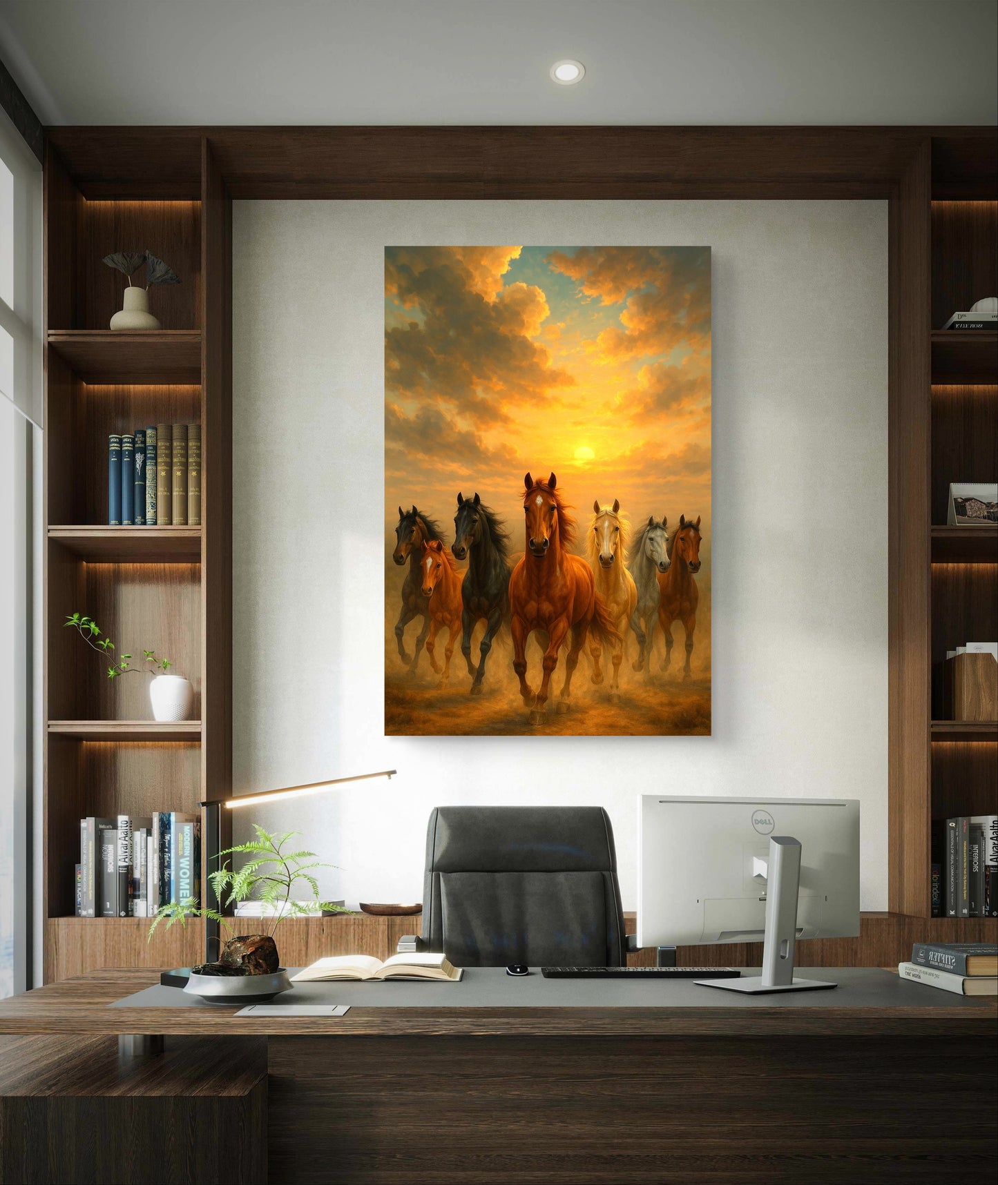 Seven Running Horses Portrait Premium Acrylic Wall Art for Home & Office Decor