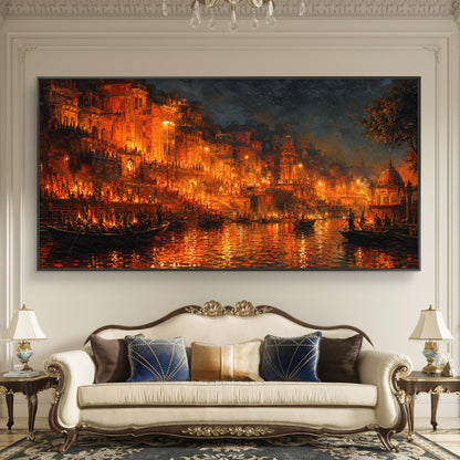 Banaras Ghat Premium Canvas Painting
