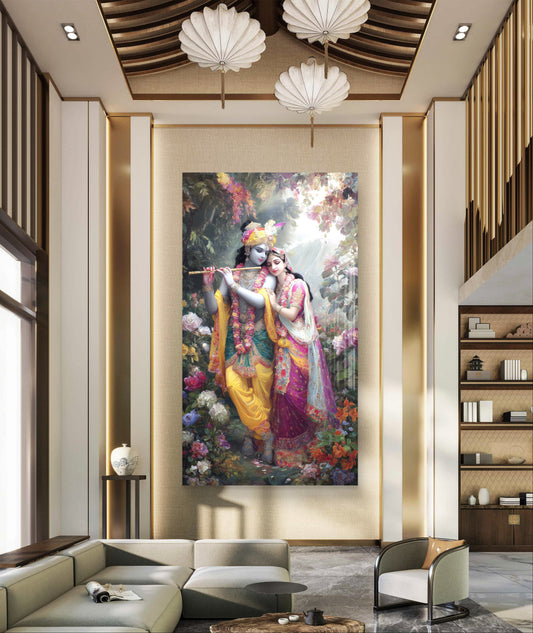 Radha Krishna Premium Acrylic Wall Art for Home & Temple Decor