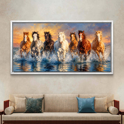 Seven Horses Premium Canvas Painting