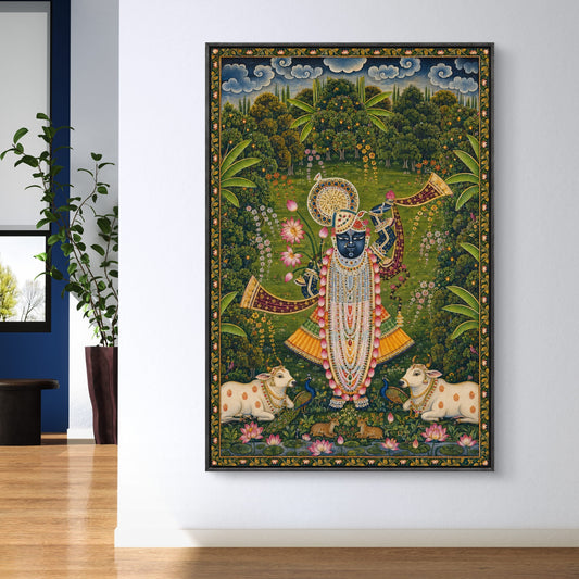 Traditional Pichwai Shrinathji Premium Canvas Painting - Canvas Wall Art | Decor By Neon