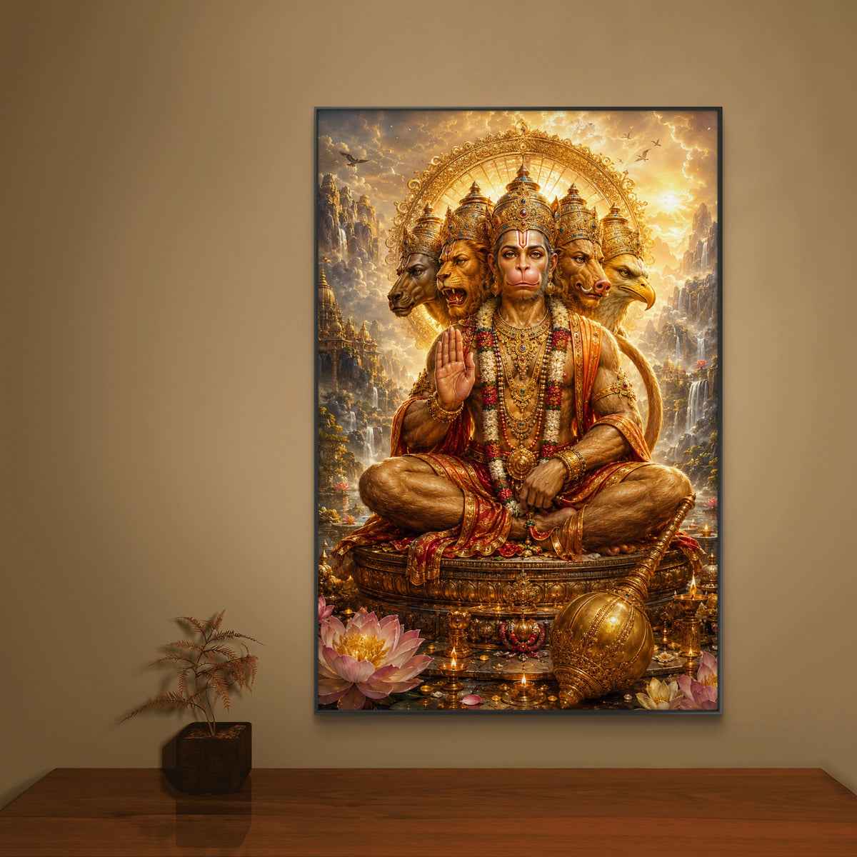 Panchmukhi Hanuman Ji Premium Canvas Painting - Buy Online | Decor By Neon