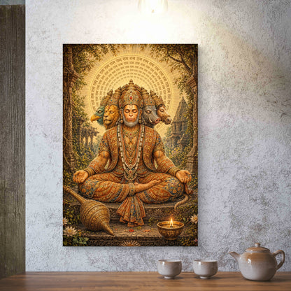 Panchmukhi Hanuman Ji Premium Canvas Painting