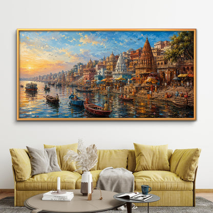 Banaras Ghat Premium Canvas Painting