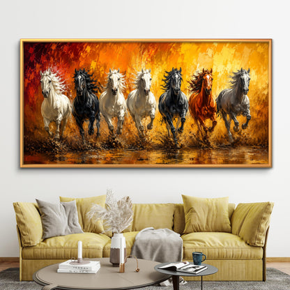 Seven Horses Premium Canvas Painting