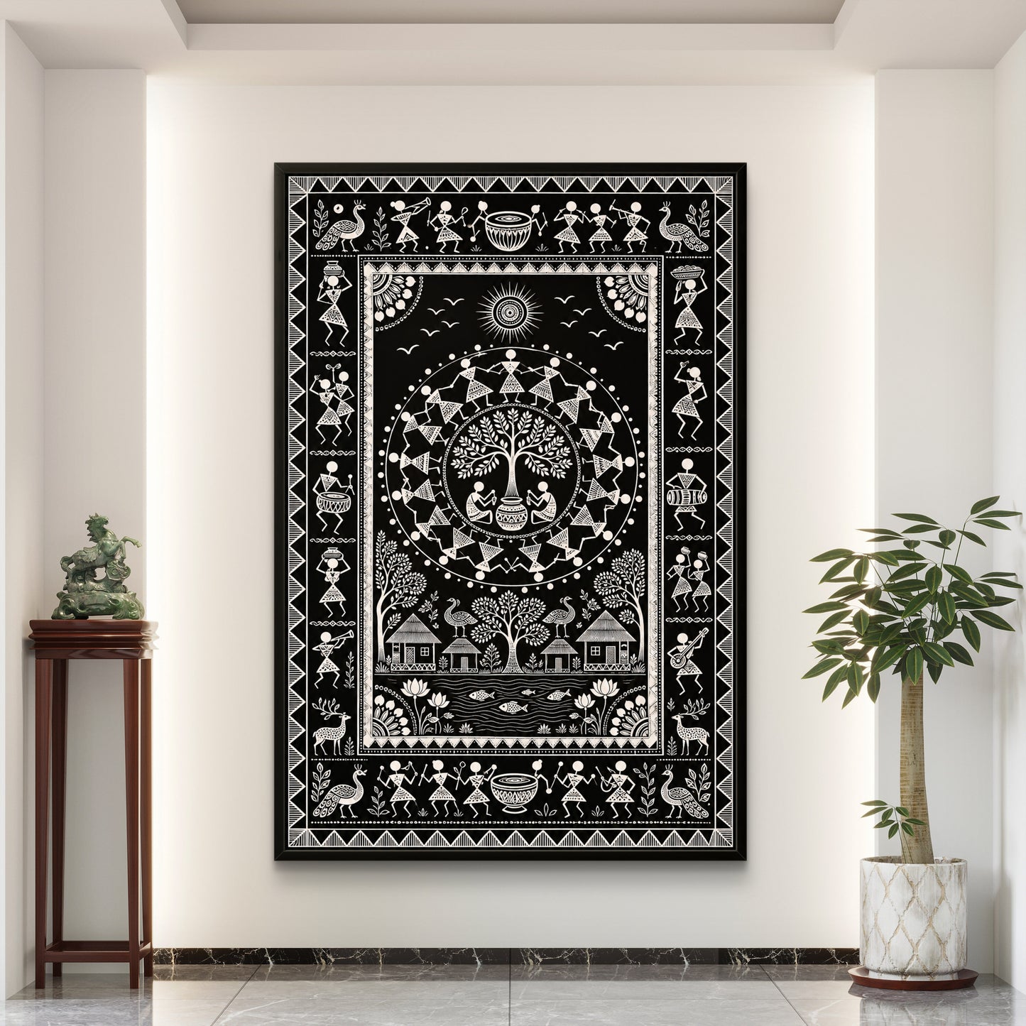 Warli Art Premium Canvas Painting - Buy Online | Decor By Neon