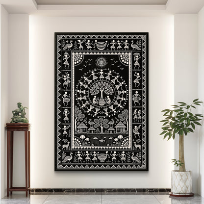 Warli Art Premium Canvas Painting