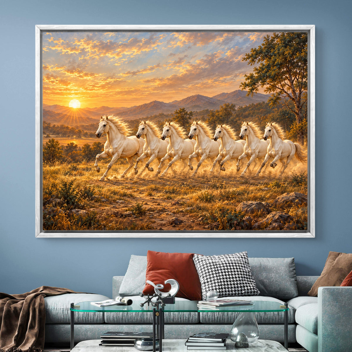 Seven Horses Vastu Premium Canvas Painting - Buy Online | Decor By Neon