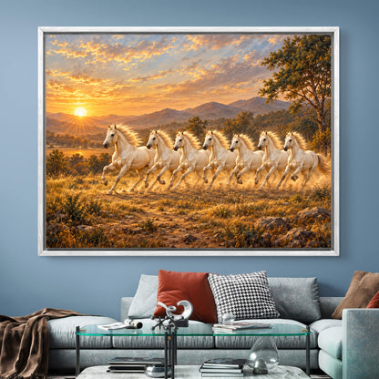 Seven Horses Vastu Premium Canvas Painting
