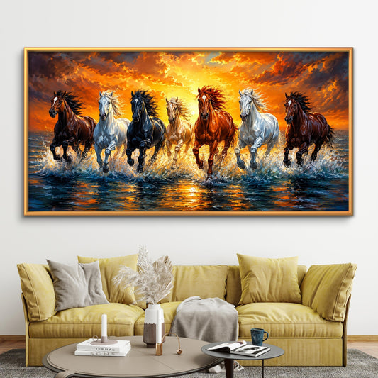 Seven Horses Premium Canvas Painting - Premium Wall Art | Decor By Neon
