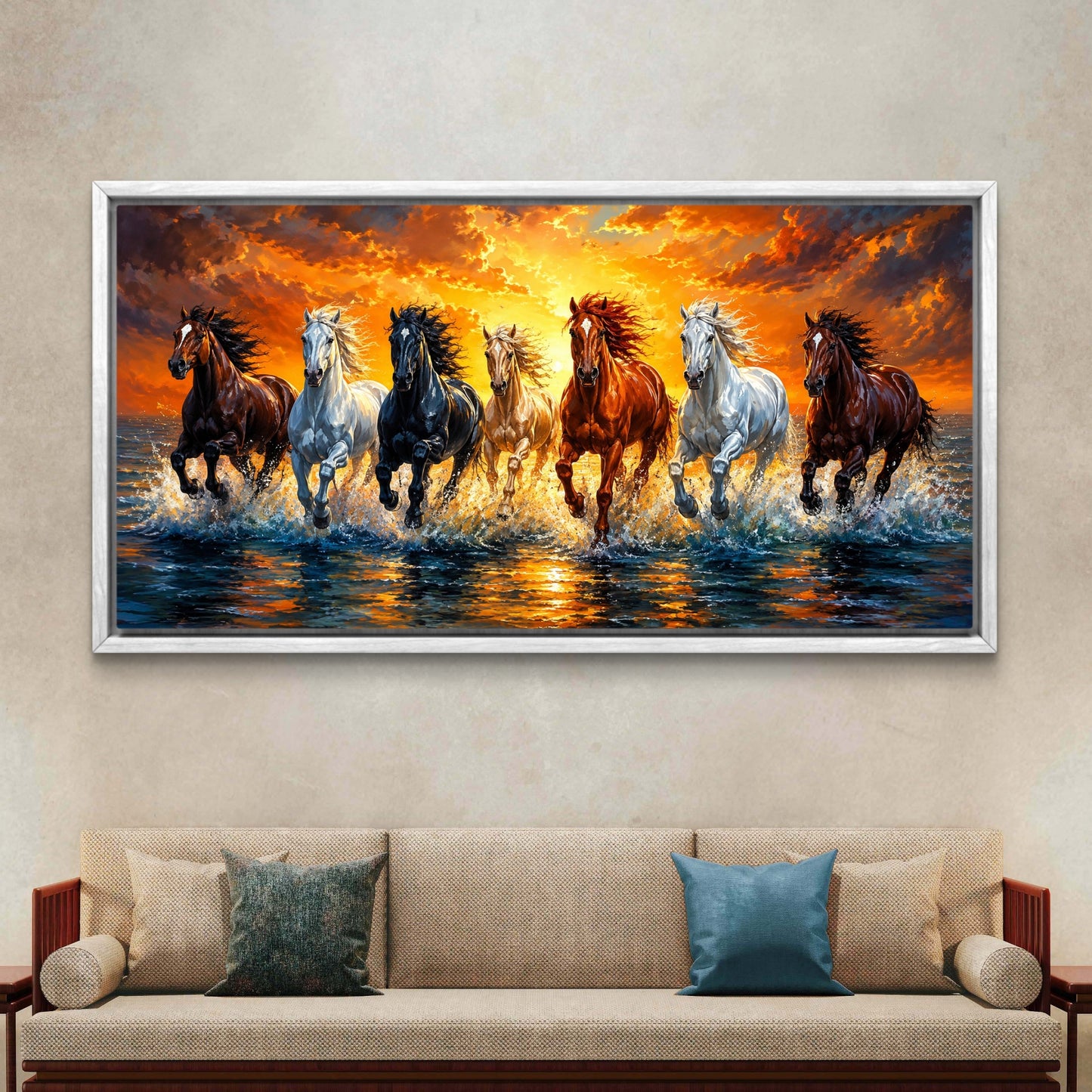 Seven Horses Premium Canvas Painting - Buy Online | Decor By Neon