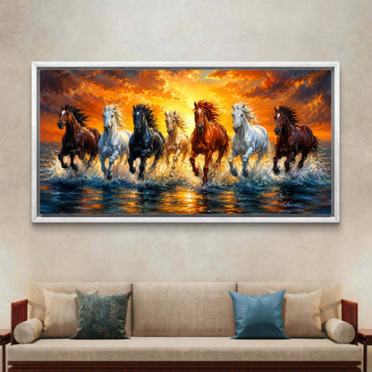 Seven Horses Premium Canvas Painting