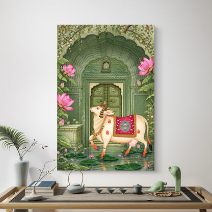 Traditional Pichwai Kamdhenu Cow Premium Canvas Painting