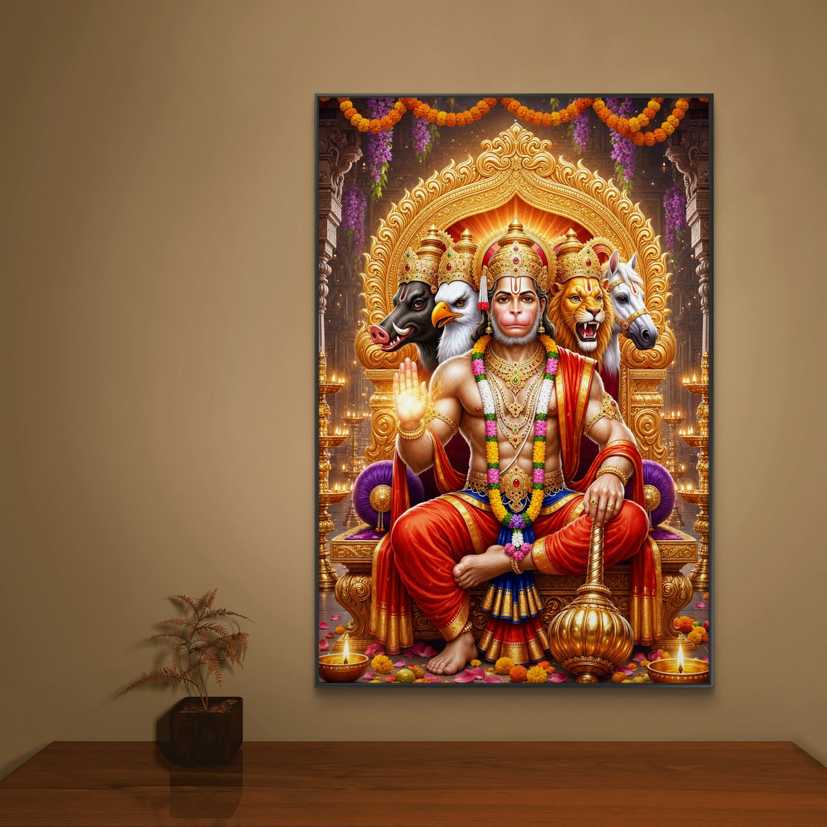 Panchmukhi Hanuman Ji Premium Canvas Painting - Buy Online | Decor By Neon