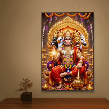Panchmukhi Hanuman Ji Premium Canvas Painting