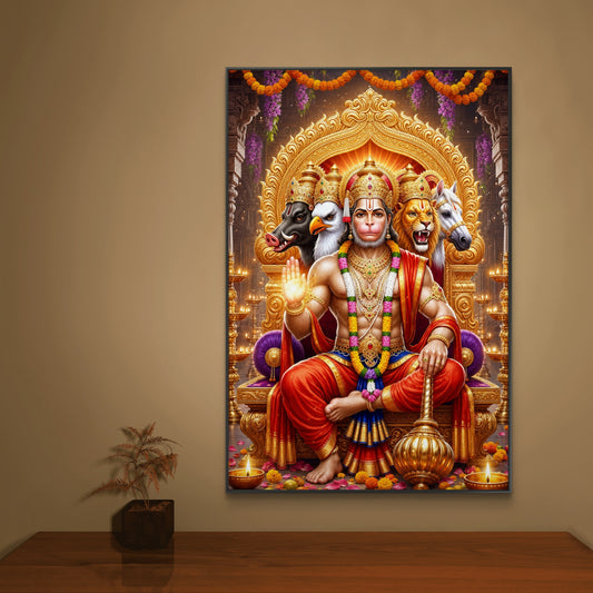 Panchmukhi Hanuman Ji Premium Canvas Painting - Canvas Wall Art | Decor By Neon