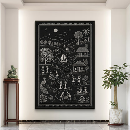Warli Art Premium Canvas Painting