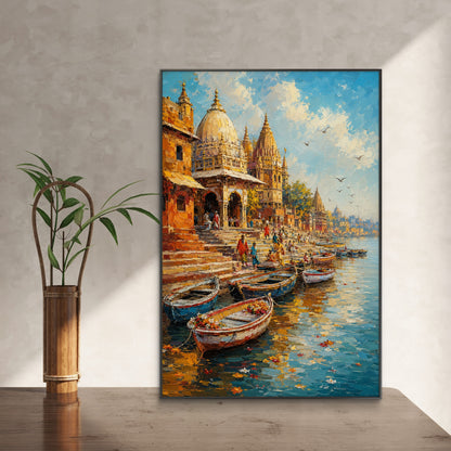 Banaras Ghat Premium Canvas Painting