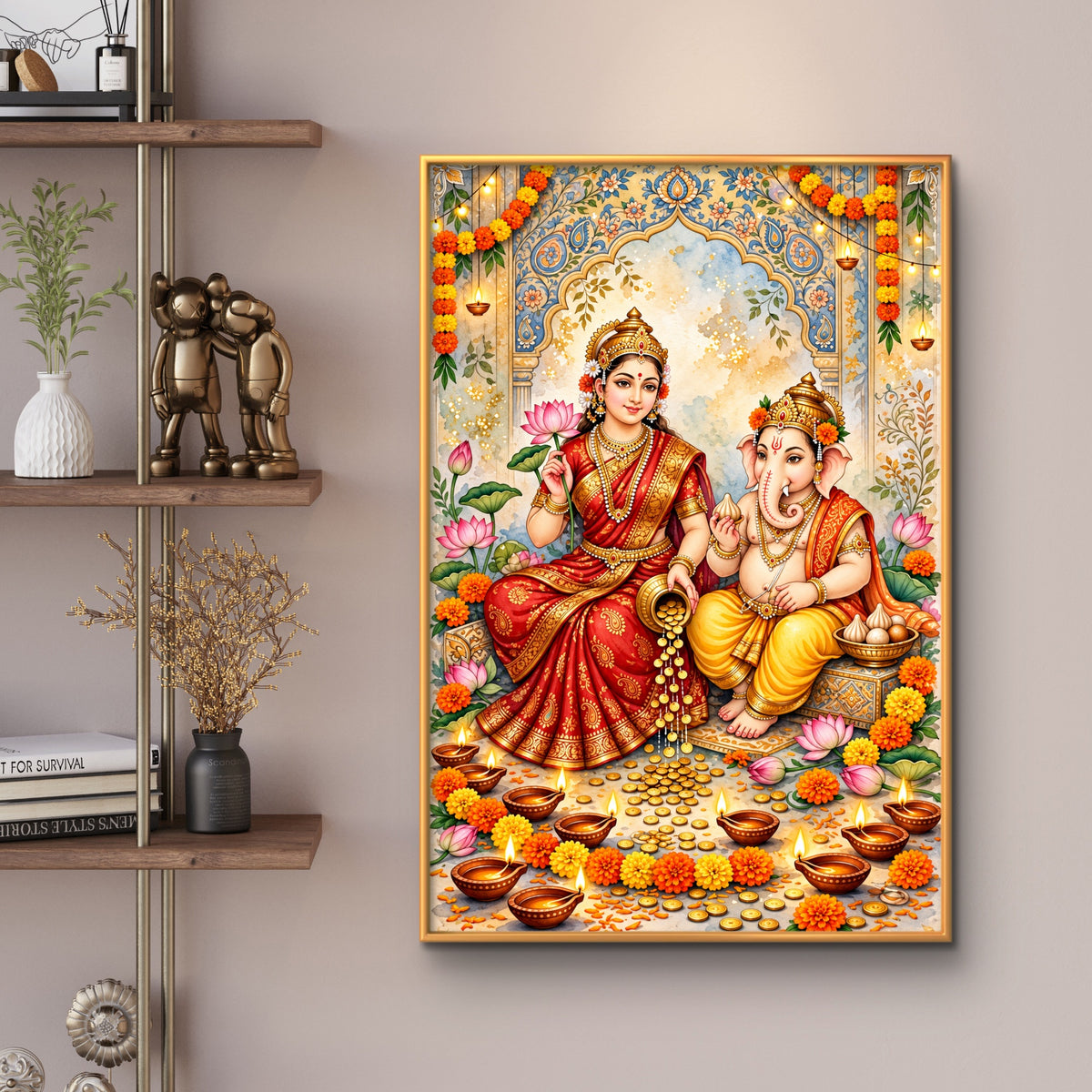 Ganesh Lakshmi Ji Premium Canvas Painting - Buy Online | Decor By Neon
