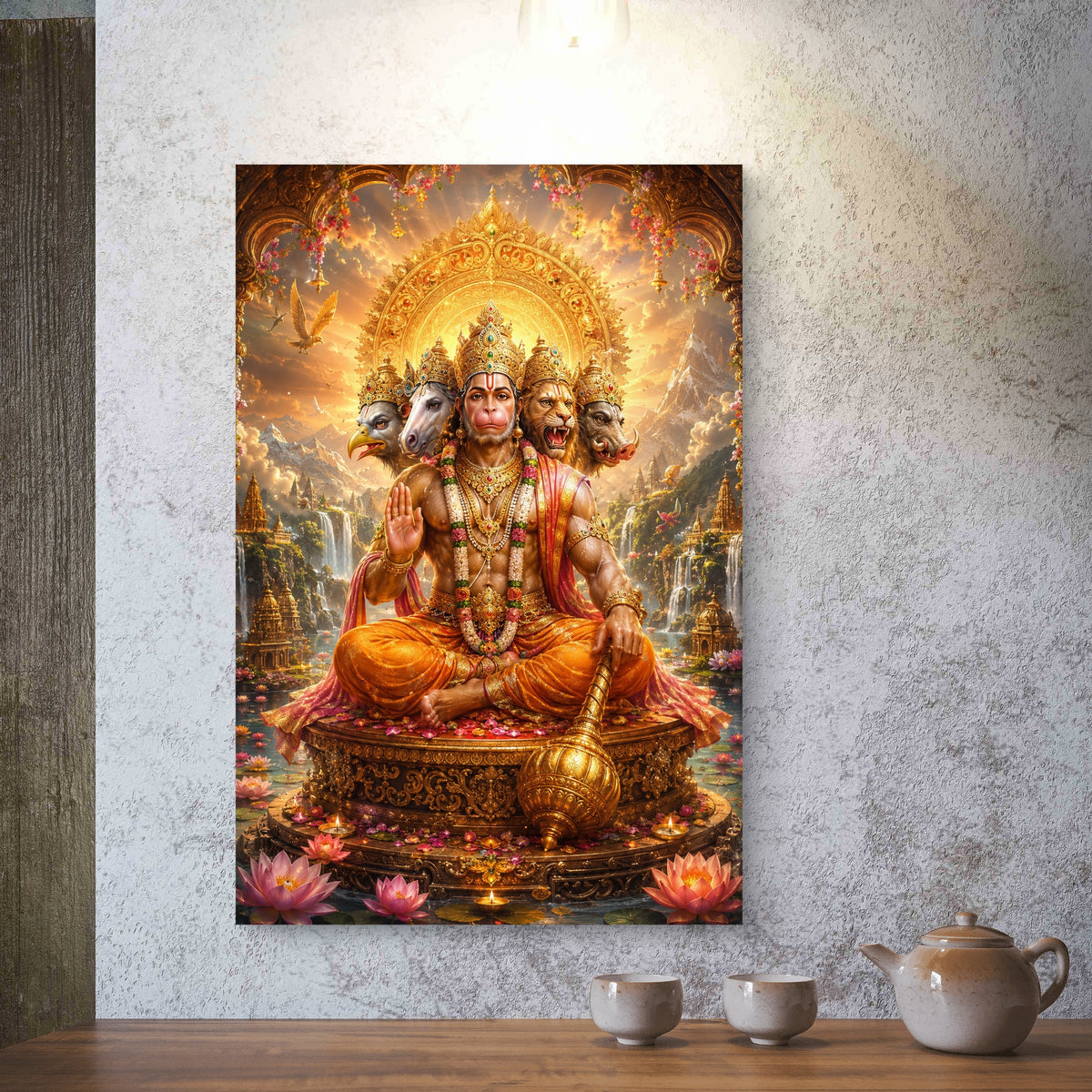 Panchmukhi Hanuman Ji Premium Canvas Painting - Buy Online | Decor By Neon