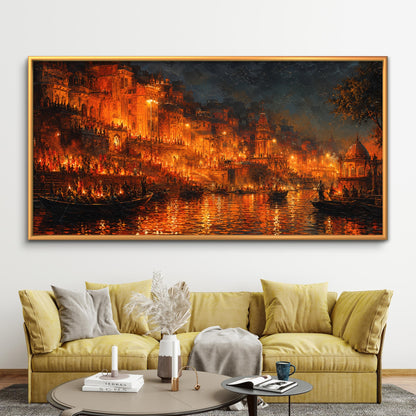 Banaras Ghat Premium Canvas Painting