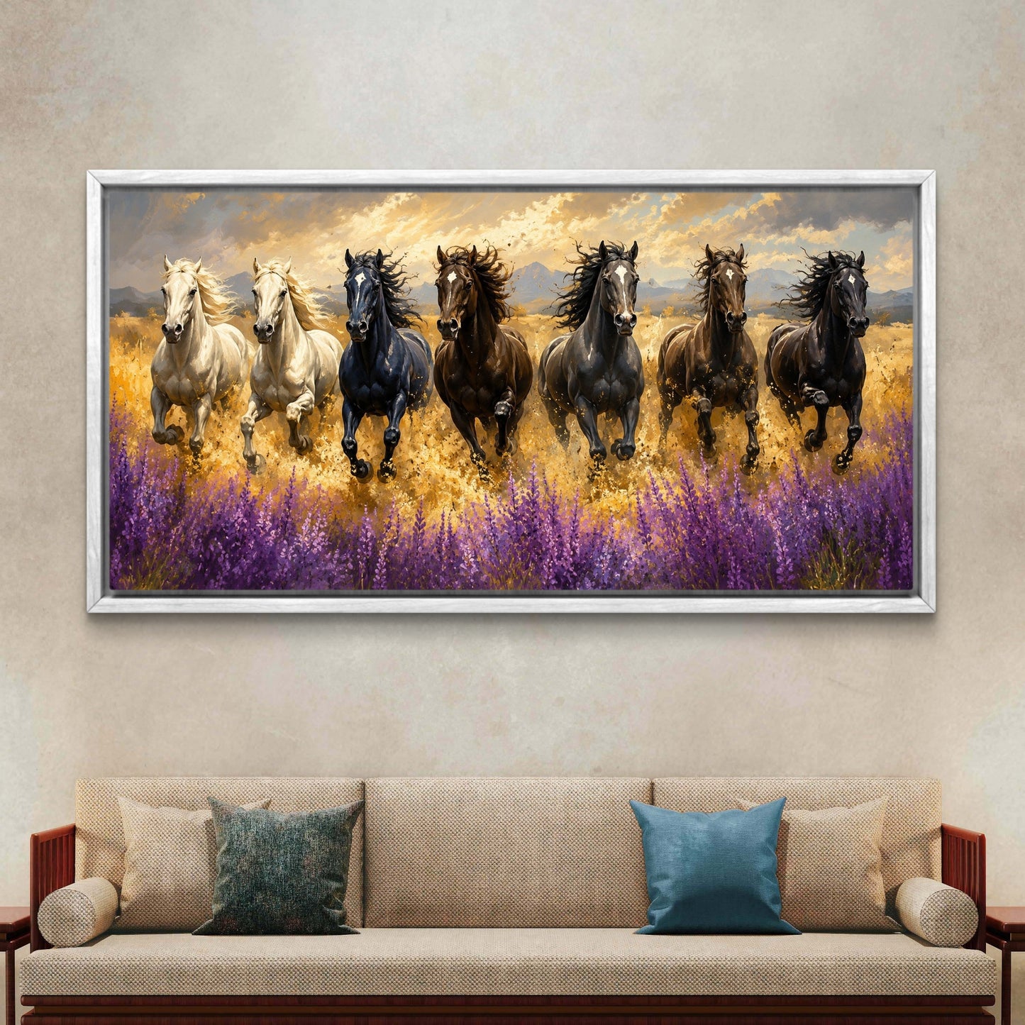 Seven Horses Premium Canvas Painting - Buy Online | Decor By Neon
